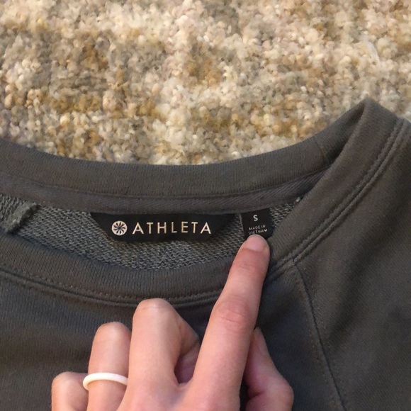 Cute Athleta Sweatshirt Dress, Tie Waist, Army Green - Picture 4 of 5